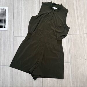 Athleta Dark Olive Sleeveless Zip-Front Romper